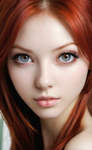 AI girl with red hair wallpaper