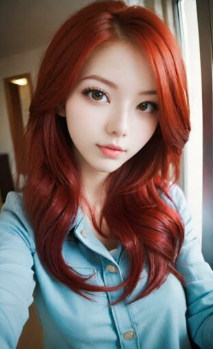 AI girl with red hair wallpaper