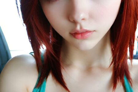 AI girl with red hair wallpaper