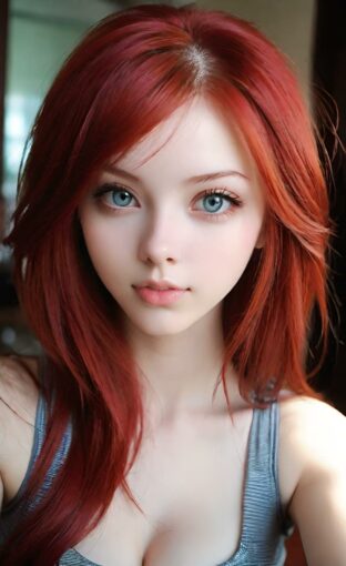 AI girl with red hair wallpaper