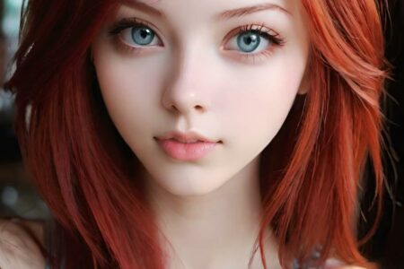 AI girl with red hair wallpaper