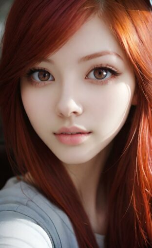 AI girl with red hair wallpaper