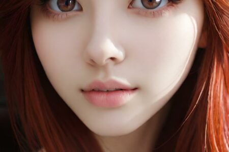 AI girl with red hair wallpaper