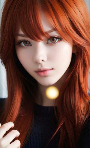 AI girl with red hair wallpaper