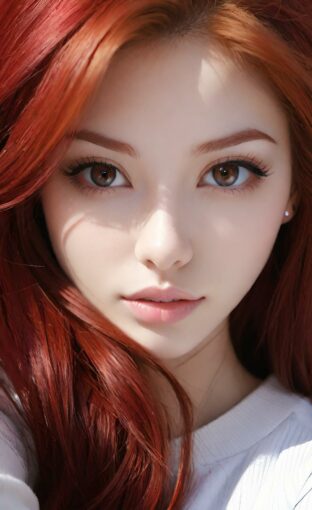 AI girl with red hair wallpaper
