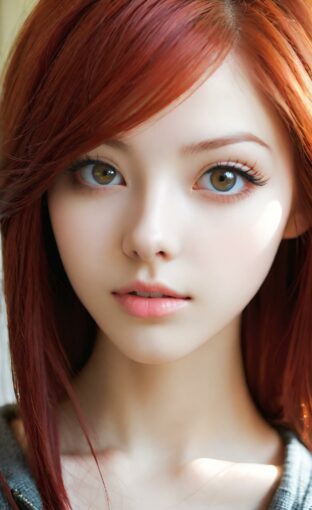 AI girl with red hair wallpaper