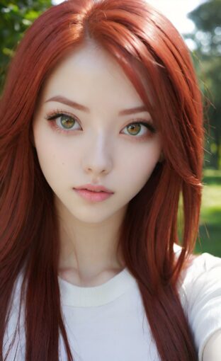 AI girl with red hair wallpaper