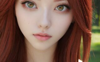 AI girl with red hair wallpaper