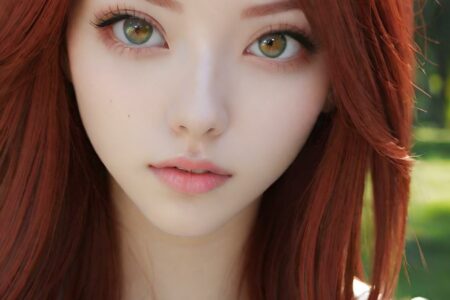 AI girl with red hair wallpaper
