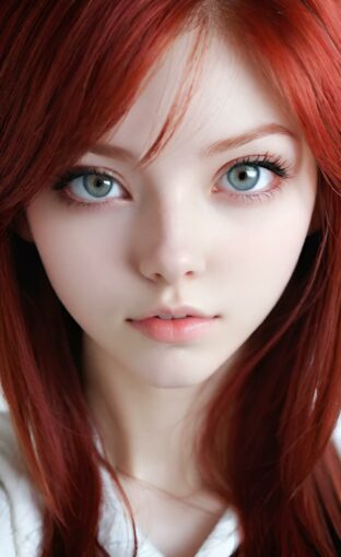 AI girl with red hair wallpaper