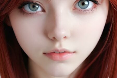 AI girl with red hair wallpaper