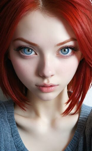 AI girl with red hair wallpaper