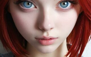 AI girl with red hair wallpaper