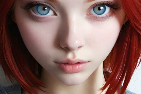 AI girl with red hair wallpaper