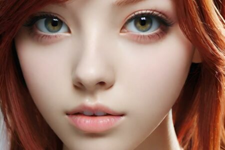 AI girl with red hair wallpaper