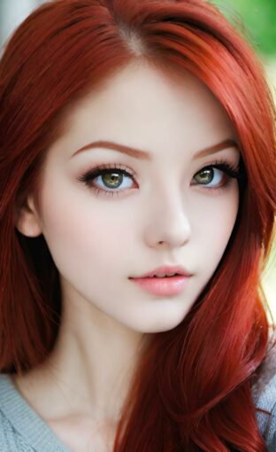 AI girl with red hair wallpaper