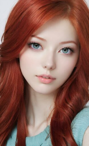 AI girl with red hair wallpaper