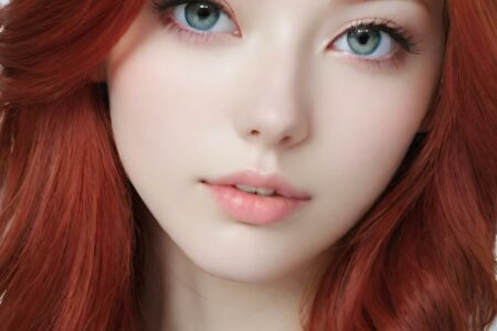 AI girl with red hair wallpaper
