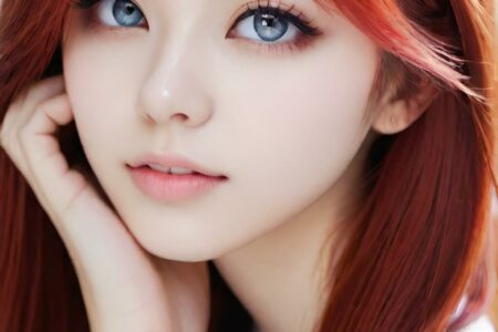 AI girl with red hair wallpaper