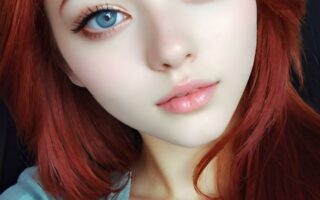 AI girl with red hair wallpaper