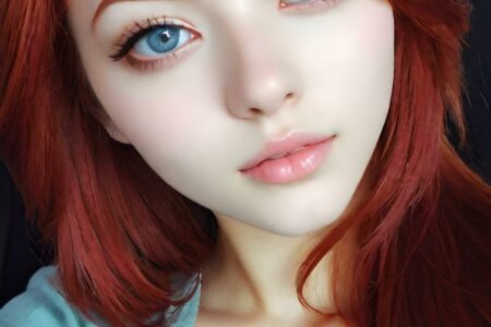 AI girl with red hair wallpaper