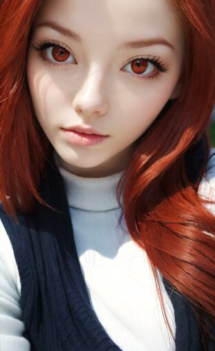 AI girl with red hair wallpaper
