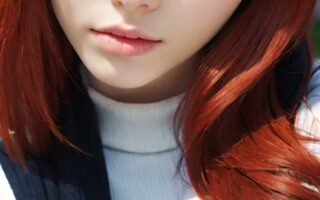 AI girl with red hair wallpaper