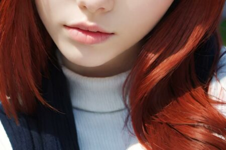 AI girl with red hair wallpaper