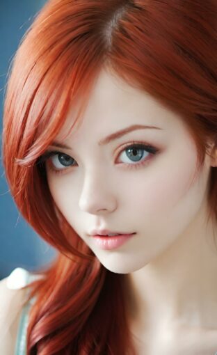 AI girl with red hair wallpaper