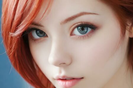 AI girl with red hair wallpaper