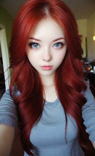 AI girl with red hair wallpaper