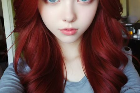 AI girl with red hair wallpaper