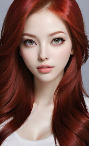 AI girl with red hair wallpaper