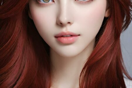 AI girl with red hair wallpaper