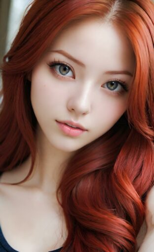 AI girl with red hair wallpaper
