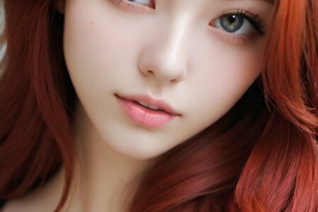 AI girl with red hair wallpaper