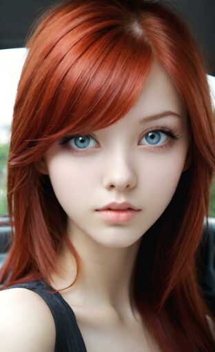 AI girl with red hair wallpaper