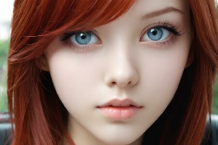 AI girl with red hair wallpaper