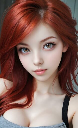 AI girl with red hair wallpaper