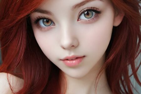 AI girl with red hair wallpaper