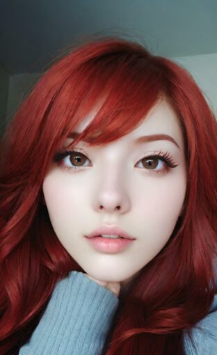 AI girl with red hair wallpaper