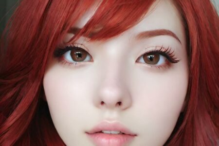 AI girl with red hair wallpaper