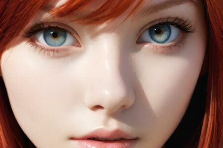 AI girl with red hair wallpaper