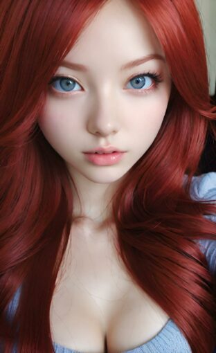 AI girl with red hair wallpaper