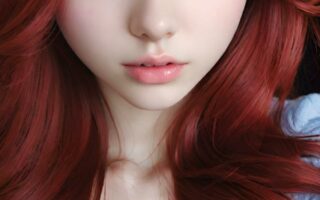 AI girl with red hair wallpaper