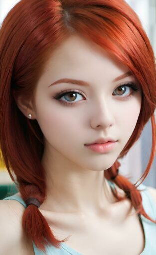 AI girl with red hair wallpaper