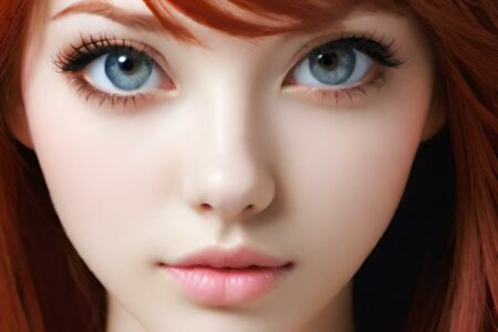 AI girl with red hair wallpaper