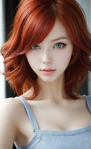 AI girl with red hair wallpaper