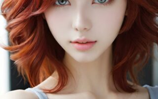 AI girl with red hair wallpaper