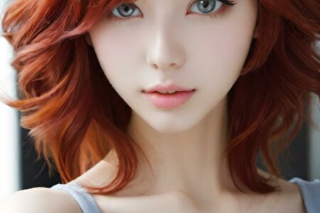 AI girl with red hair wallpaper
